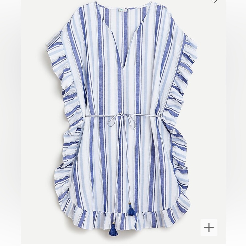 ~ J.Crew Linen Ruffle Swim Coverup